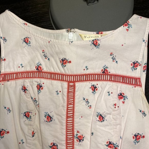 eShakti Floral Print Cotton Lattice Trim Dress - Picture 5 of 10